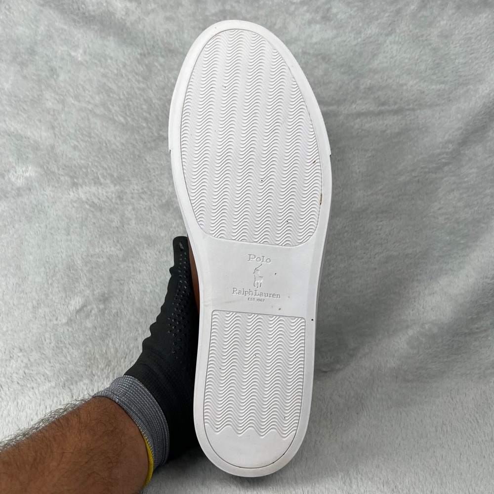Polo Ralph Lauren Jermain II Leather Sneakers Size 11.5 Brown Men Low Top Casual - Picture 14 of 16